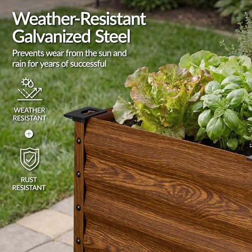 Image of Best Choice Products 72x24x30in Non Toxic Galvanized Raised Garden Bed, Metal Elevated Planter Box, Vegetable Garden, 100% Non Toxic Materials - Wood Grain