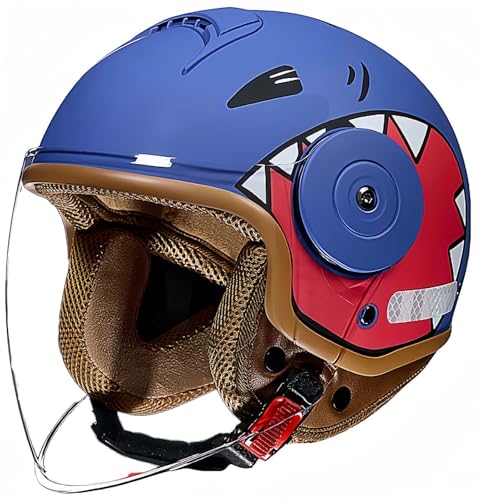 Caschi Da Moto Per Bambini Casco Jet Per Bambini Casco Da Scooter Per Ragazzi E Ragazze Di 4-12 Anni Con Visiera Casco Elettrico B,48~58cm