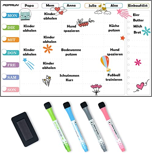 Lebenskompass Wochenplaner Für Kinder In Rosa - Whiteboard Mit Magneten Für Familien-Alltag