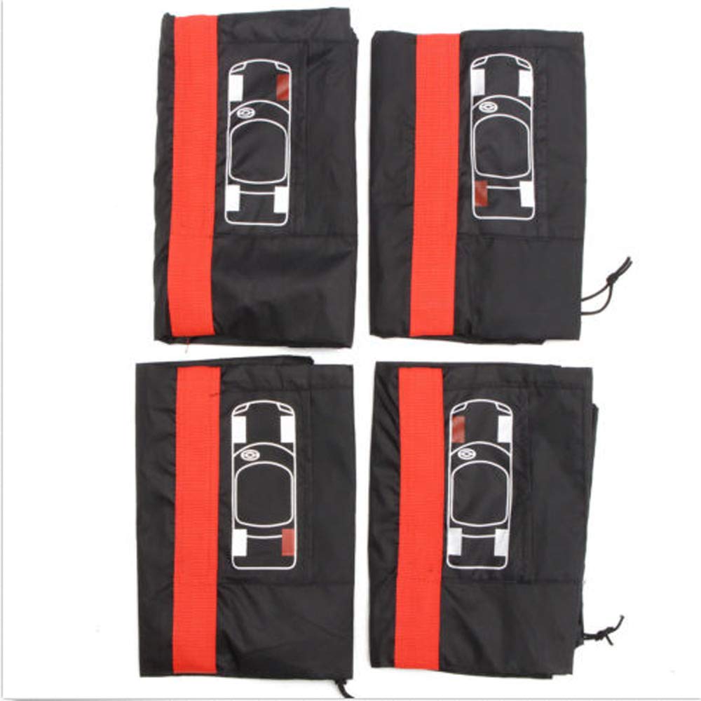 4 Stück/Set 210D Polyester Ersatzreifenbezüge Aufbewahrungstaschen mit Griff Passend für 13"-15" Reifen in Durchmesser-Schwarz/Rot