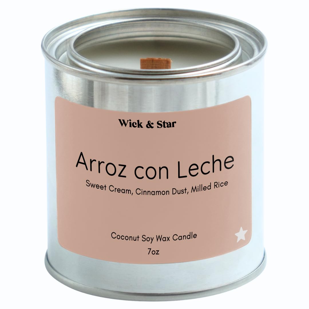 Wick & Star Non-Toxic, Vegan, Wood Wick, Natural Coconut Soy Wax Aromatherapy Candle, Clean Burning (Arroz con Leche)