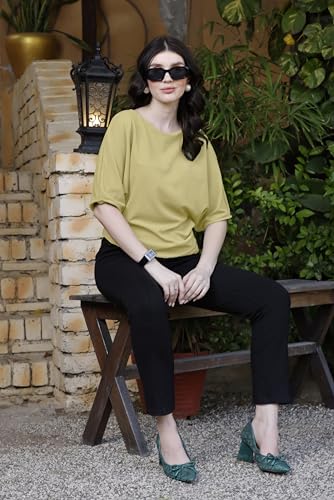 Image of Zilcon Womens Half Ballon Sleeve t-Shirt Tops Boat Neck Loose Fit Casual Workout T-Shirts