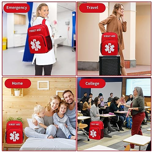 Image of Gatycallaty First Aid Backpack Emergency Medical Empty Waterproof Survival First Responder Trauma Bag Travel Home Outdoor (Red, Snake)