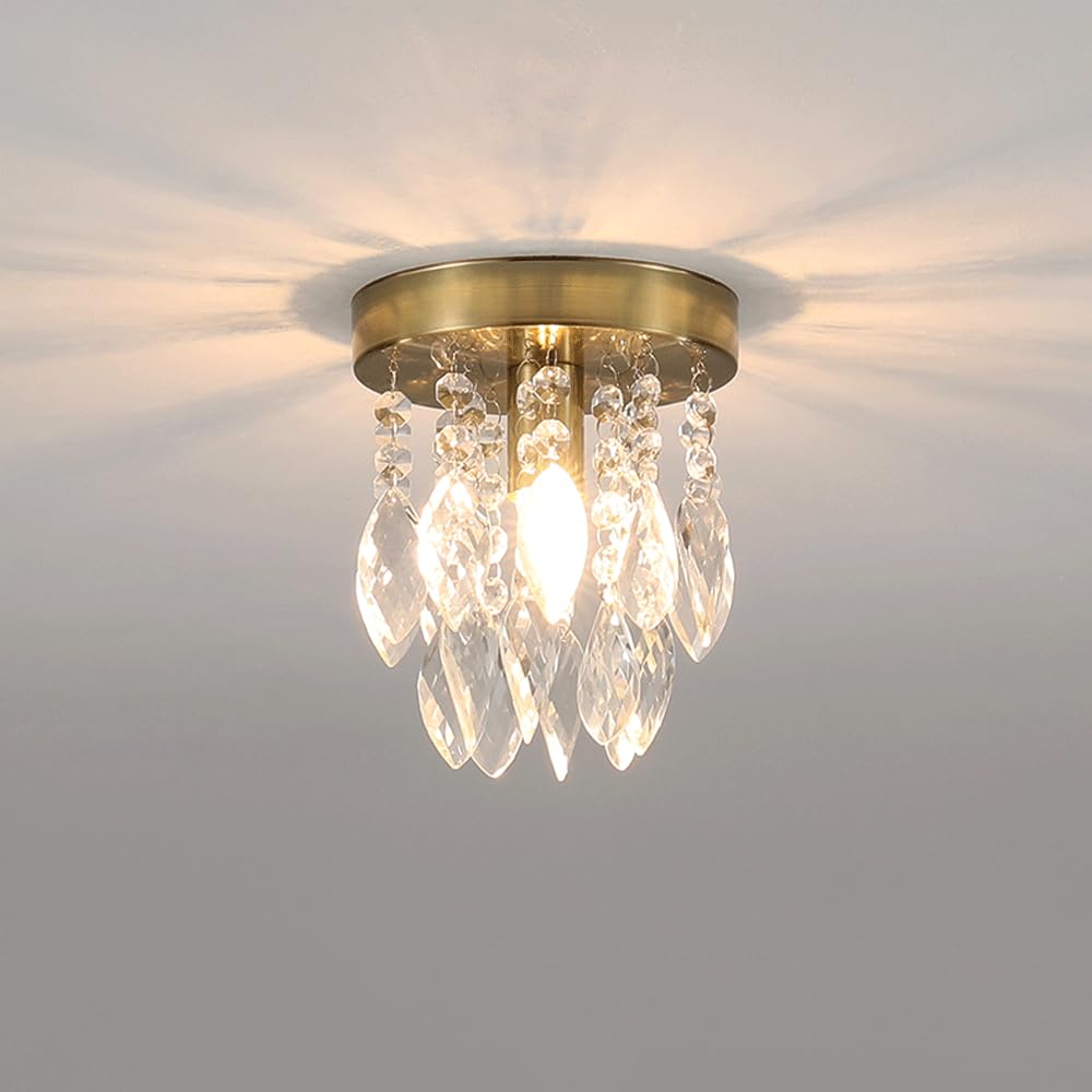FYZDLAOR Crystal Chandelier, Modern Chandeliers Crystal Light Fixture, Flush Mount Ceiling Light for Hallway, Bedroom, Living Room,Kitchen,Dining Room E14