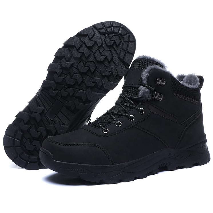Mens Hiking Boots Winter Snow Boots Water Resistant Warm Fur Lined Anti Slip Work Ankle Shoes Snow Shoes Casual Lightweight Hiking Hiking Boots Outdoor Trekking Boot Comfortable