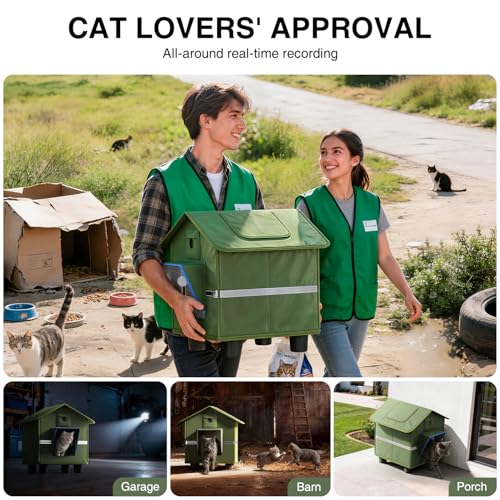 Outdoor Cat House for Outside with Elevated Base, Folding Roof Design and Cat Toys, Feral Stray Shelter Weatherproof in Garage Yard Porch, for Cats Up to 12 lbs by banxye - Image 7