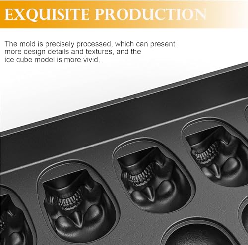 Ice Cube Trays,Silicone Ice Cube Mold Maker with Lid,Skull Head Style Mold,for Chilling Whiskey, Cocktail, Beverages, Pudding Chocolate - Image 6