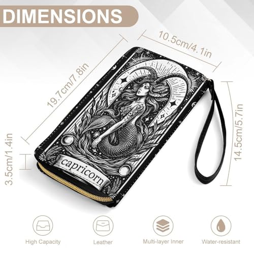 Capricorn Art Print Women's Wallet Wristlet Zipper Purse with Hand Strap Travel Credit Card Holder for Daily Use Gifts2