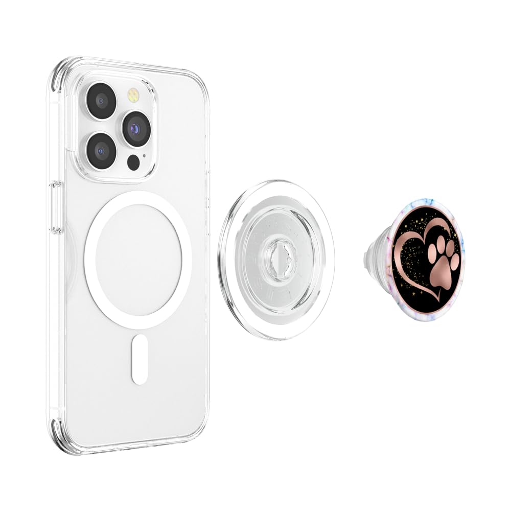 PopSockets PopGrip Mit Pfotenabdruck-Design – Ausziehbarer Handygriff, Wechselbarer Top