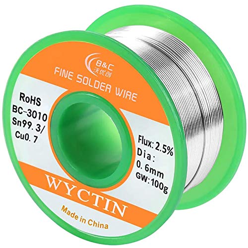 Featured Product WYCTIN Lead Free Solder Wire Sn99 Ag0.3 Cu0.7 with Rosin Core for Electrical Soldering 0.22lbs (0.6 mm)