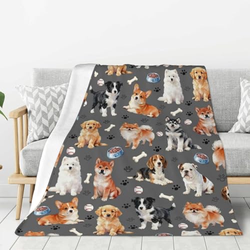 Cute Puppy Dog Blanket 50x40 Dogs Blankets Soft Cozy Throws Warm Lightweight Plush Fleece Throw Blanket for Kids Men Women Gift Bed Couch Sofa