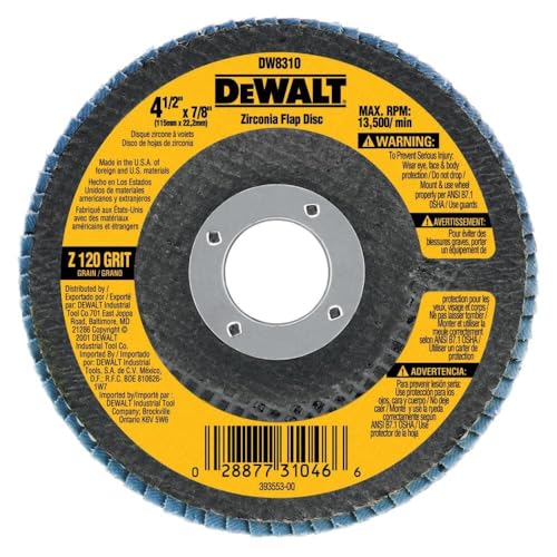 DEWALT DW8310 4-1/2' x 7/8' 120 Grit Zirconia Angle Grinder Flap Disc
