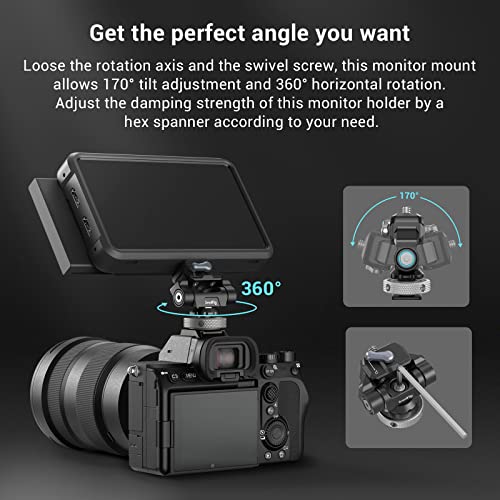 SMALLRIG Quick Release Camera Monitor Mount with Cold Shoe, Swivel 360° and Tilt 170° Adjustable - Image 4