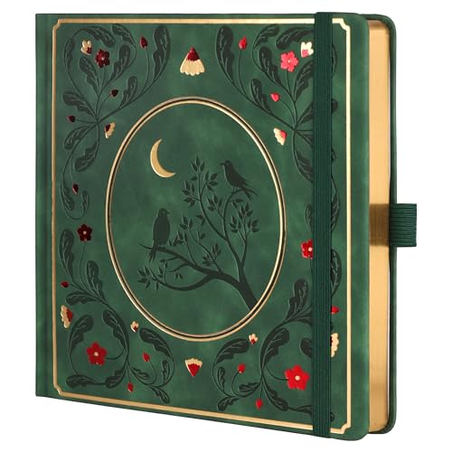 TIEFOSSI Diario de puntos, cuaderno de rejilla de puntos para mujeres y hombres, diario de tapa dura de cuero de PU, papel grueso 160 GSM, diario cuadrado 8 x 8