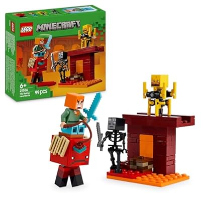 LEGO Minecraft Das Lava-Duell im Nether - Interaktives Spielzeug mit Alex Figur  Skelett  Lohe und Schreiter - Gamer Spielset - Gaming Geschenk für Jungen und Mädchen ab 6 Jahren - 21266
