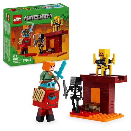 LEGO Minecraft Battaglia sul Ponte del Nether - Giocattolo Interattivo con Figura di Alex e Mob tra cui uno Scheletro,...