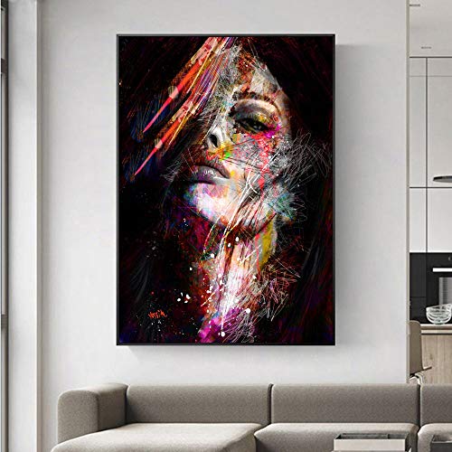 yhyxll Afrikanische Frauen Leinwand Gemälde Abstrakte Straße Wandkunst Leinwand Graffiti Kunst Wandbilder Für Wohnzimmer Bilder Decor 2 50x70 cm