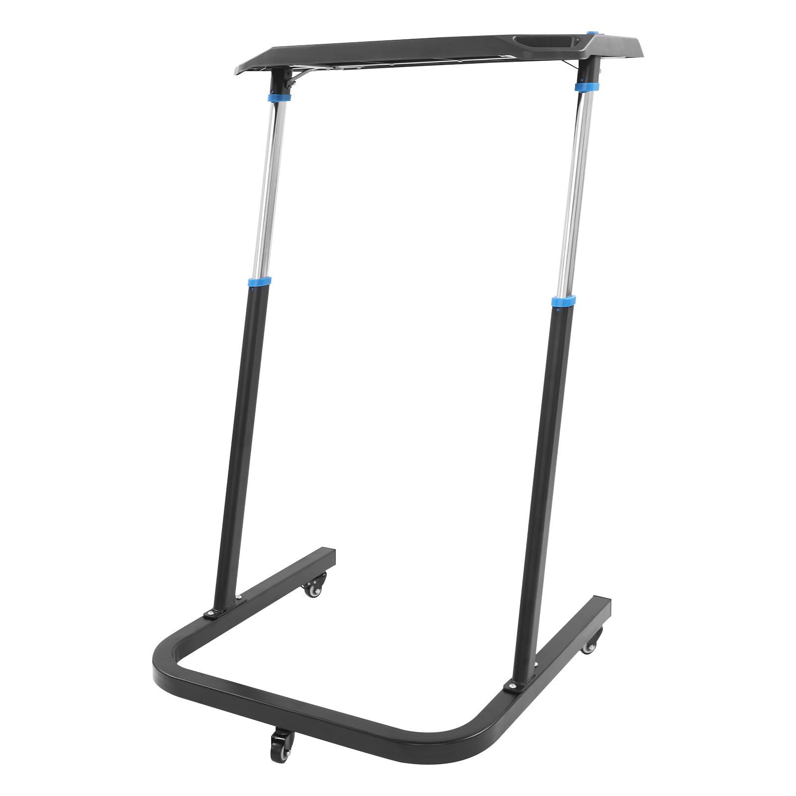 Stół do treningu na kółkach z regulacją wysokości (82-120 cm) – biurko rowerowe do użytku wewnątrz i bieżni, mobilny stolik pod laptopa z 3 rolkami i silikonową matą antypoślizgową, stabilny stół