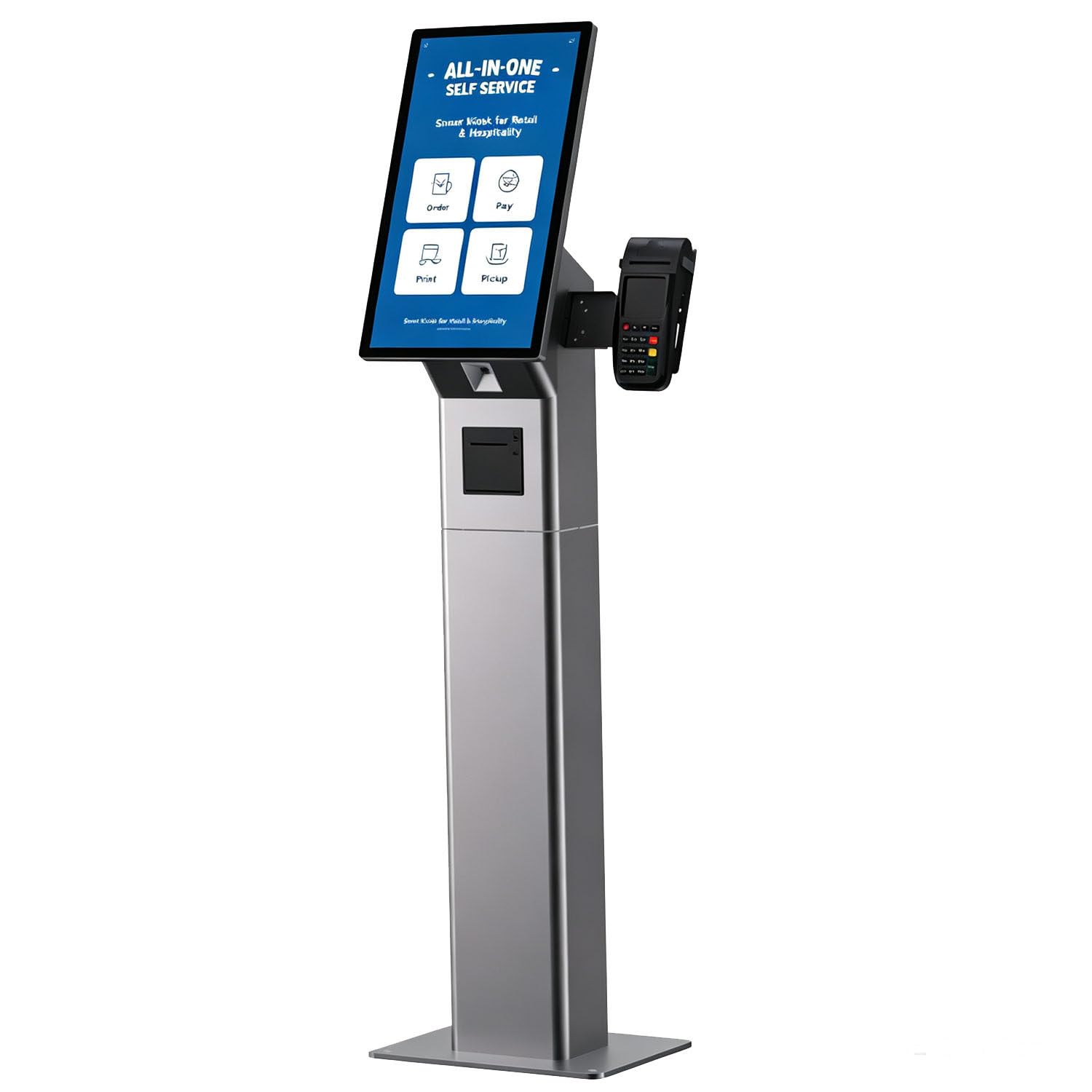 Kiosco de Autoservicio de 21.5" FHD,Impresora Térmica y Pantalla Digital Floor-Standing