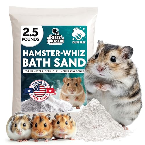 2.5lb Hamster Sand Bath | Premium, All Natural Volcanic Ash for Fur, Health & Pest Support | Sand Bath for Hamster Accessories | For Chinchillas, Gerbils, Mice, Degus & All Small Pets | Made in USA