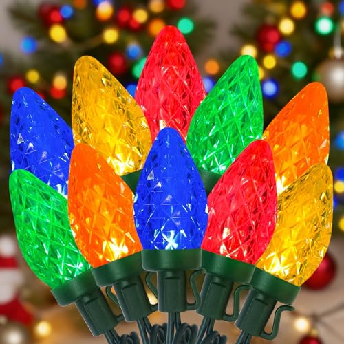 Christmas Lights Outdoor 25Ft, C9 LED Vintage Christmas Lights with