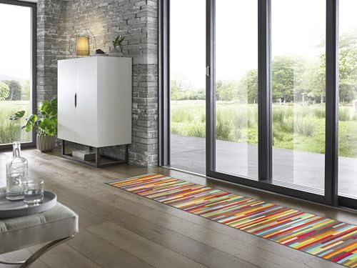 Wash+Dry Mikado Stripes Doormat, 60 x 240 cm, Washable, Interior, Colourful, Multicoloured, 60 x 240 cm (Rectangular) - Image 2