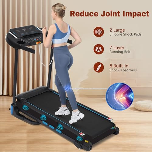 Image of New Treadmills for Home, 3.5HP Hydraulic System Auto Foldable Treadmill with Incline,10MPH 350Lbs Weight Capacity Electric Treadmills with Heart Rate Sensors,Type C & USB Charge, Speaker