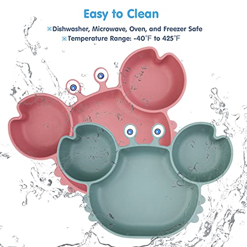 Silicone Suction Plate For Toddlers - Self Feeding Training Divided Plate Dish And Bowl For Baby And Toddler, Fits For Most Highchairs Trays, Bpa Free Microwave Dishwasher Safe #TOP4
