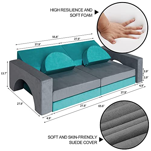 8Pcs Modular Foam Play Couch,Soft Furniture Playset,Toddler To Teen Sectional Sofa Play Set,Girls Boys Bedroom Playroom Furniture Couch Set,Lounger And Floor Sofa,Playhouse Foam Block Creative Kids #TOP2