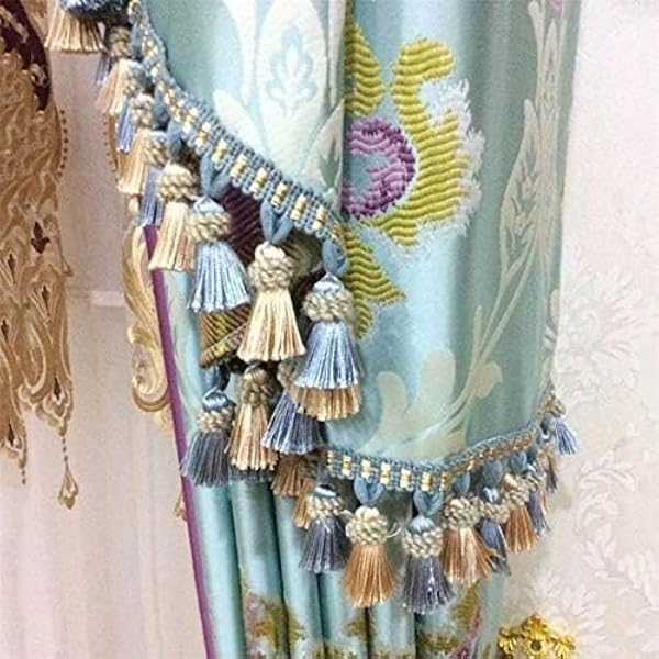 3 метра разноцветного бисера с кисточками для шитья скатертей штор и рукоделия светло-голубой