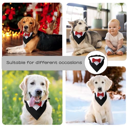 YIIWONI Hund Smoking Bandana, Formelles Hunde Fliege Hochzeit, Rotes Fliege für Hunde, Verstellbar Hundehalsband Hochzeit, Fliege Hund Hochzeit, für Kleine und Mittelgroße Hochzeit Kostüme, M