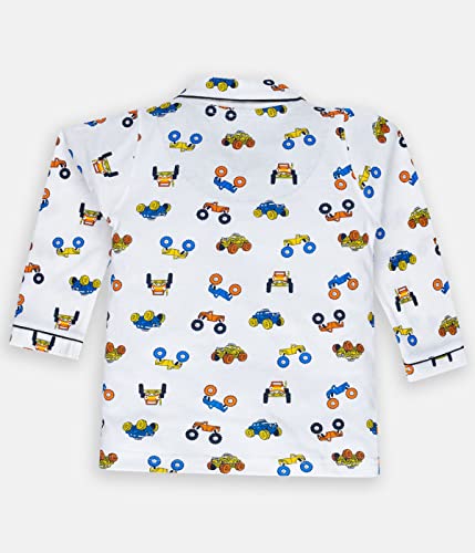 Image of Boys and Girls Pure Cotton Full Sleeve Night Suit | 1 Pajama Set (Car)