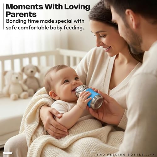 Image of StarAndDaisy Baby Milk Bottle for new Born /Infant /Toddler 125 ML SUS 304 Steel Baby Feeding Bottle for 0+ Months, BPA Free Leakproof, Anti Colic, Easy to Clean -Blue (Blue-125 ML)