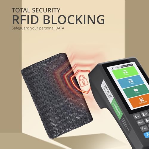 Image of Real Leather Women Wallet Leather with RFID Blocking -Trifold Card Holder Designer Ladies Clutch with ID Window Wallets