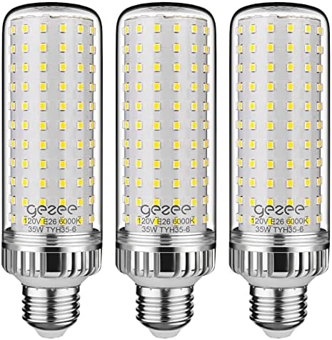 gezee 35W LED Light Bulb, E26 Base LED Lamp, 280 Watt Equivalent, 3500 Lumens, Daylight White 6000K, Non-Dimmable (3-Pack
