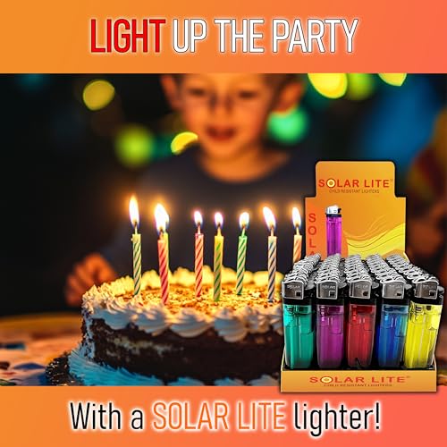 Disposable Lighters (Pack of 50) | Solar Lite&reg; | Bonus 5pk Included | 55 Pack of Total Lighters