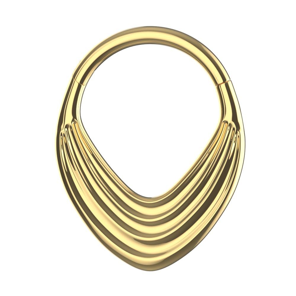 G23 Titanium Layered Teardrop Hinged Segment Clicker Ring – 16G (1.2mm) 8mm - Plain & Gold PVD - Sold as single piece-image-34