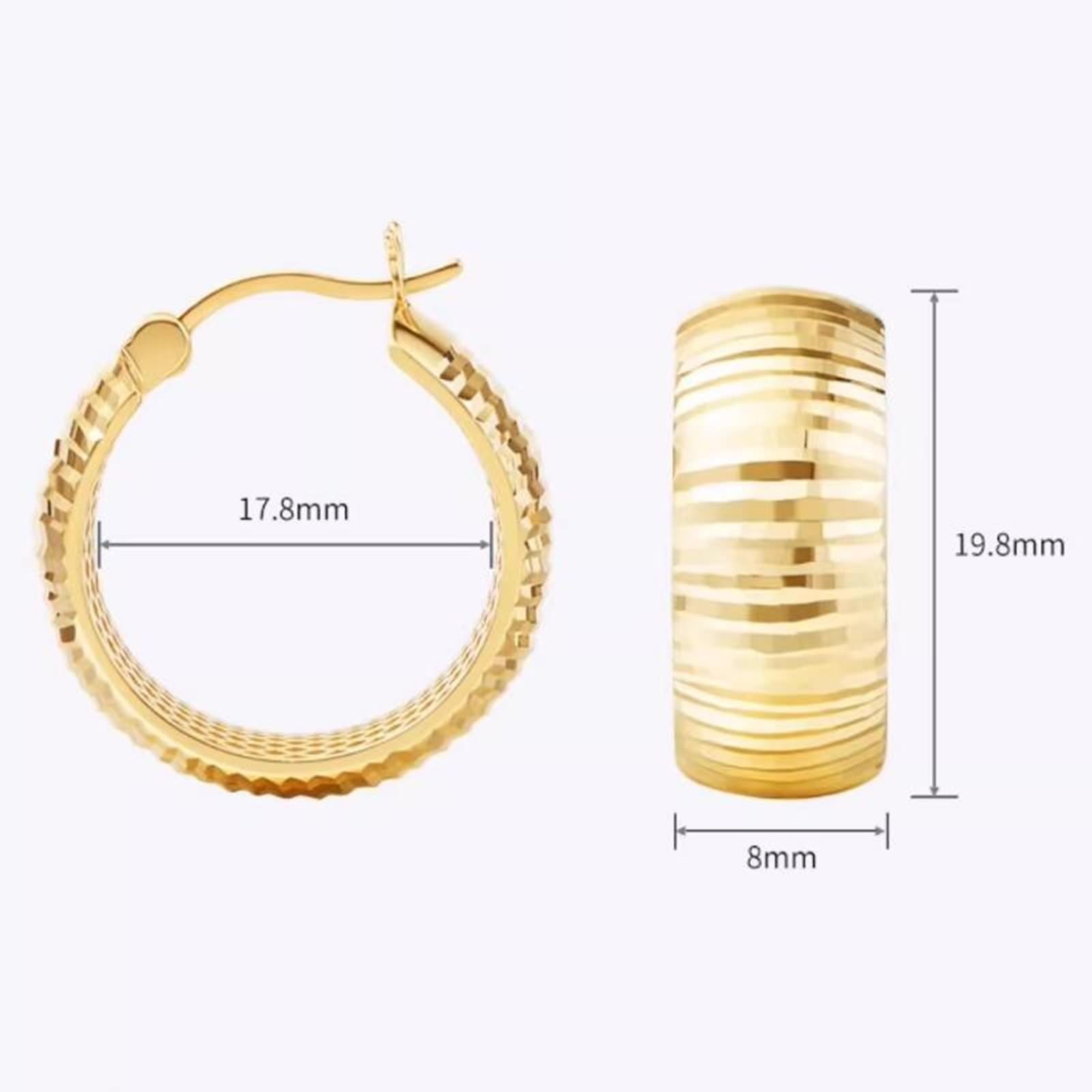 KnSam Złoto 18K Au750 Creole Hoop prawdziwa biżuteria, kolczyki na sztyfcie Boże Narodzenie paski, kolczyki damskie żółte złoto 750