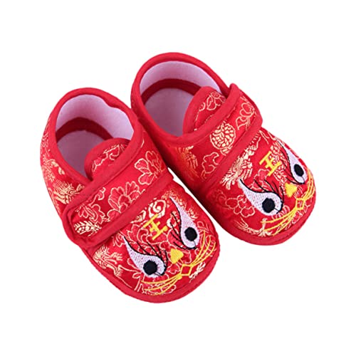 MERRYHAPY Craftsmanship 1 Pair of Non-Slip Infant Shoes Breathable Baby Shoes for Girl Toddler Red