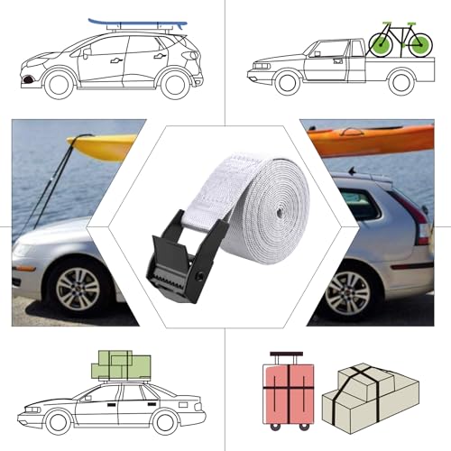 Image of TRIWONDER Cinch Tie Down Straps Cam Buckle Lashing Strap Nylon Small Ratchet Heavy Duty Belts for Packing Cargo Battery Bike Car Roof Rack Kayak Truck (01# Grey - 2 Packs, 9.8 FT)