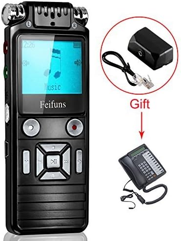 Digital Voice Recorder, Tape Recorder 8GB Digital Audio Recorder Sound Recorder Dictaphone with MP3 Player, Dynamic Noise, Voice Activated Landline Call Recorder for Meetings Lectures Interviews