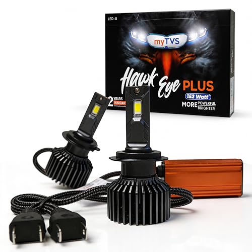 Image of myTVS LED Car Headlight Bulbs |152W Super Bright 6000K Cool White LED Conversion Kit | High Power Waterproof Headlamps 15200 Lumens| Plug & Play, Long-Lasting, Universal Fit, 2-Year Warranty LED8-H7