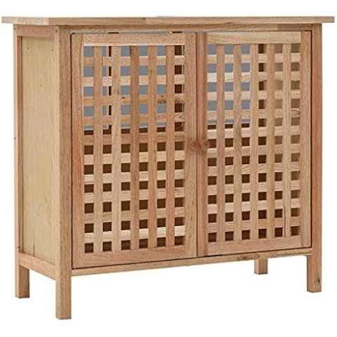 yorten Waschbeckenunterschrank Badezimmer Unterschrank Holz verfügt über Zwei Türen Walnuss Massivholz 66 × 29 × 61 cm Cover
