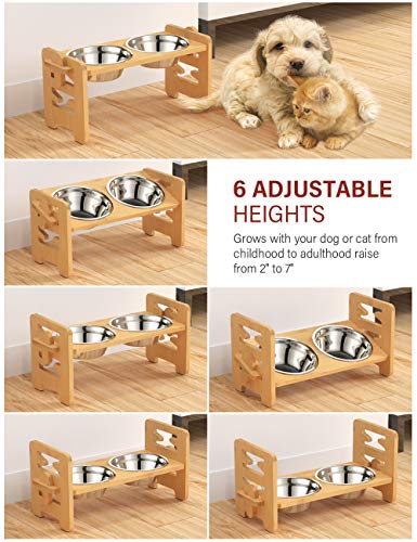 Vantic Elevated Dog Bowls-Adjustable Raised Dog Bowls with Stand for Small Size Dogs and Cats,Durable Bamboo Dog Feeder… - Image 3