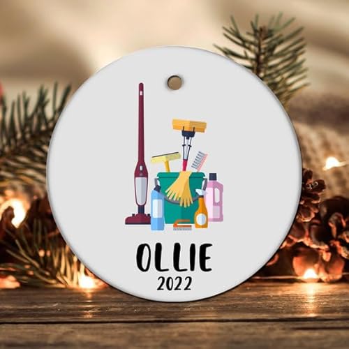 Personalized Cleaning Name Year Ornament, Cleaning Gift, Cleaning Christmas Ornament,