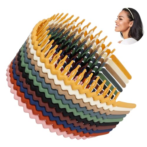 WOVOWOVO Plastic Hair Bands with Teeth, 10 Packs Thin Comb Headbands for Women Girls Teens, Non Slip Tooth Hairband Head Bands Hair Accessories