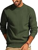 PJ PAUL JONES Mens Cable Knit Sweater Waffle Textured Crewneck Pullover Sweaters for Business Amy Green