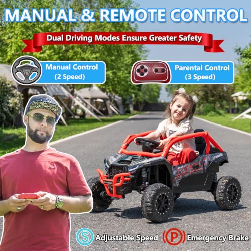 Image of NEWQIDA 24V Ride on Toys for Kids 3-6, Licensed Kawasaki KRX UTV, Red