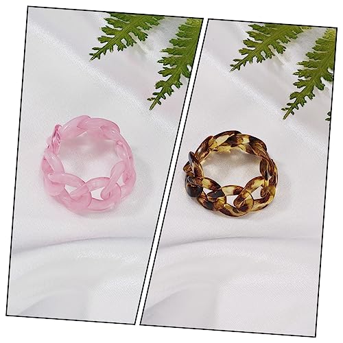 6 Stück Ring Kette aus Kunstharz Ring Schildkröte Schmuck Frauen Ring Acryl Ringe für Damen Große Ringe aus Kunstharz Sommer verpassen die Kette kalter Wind, 3.5x0.8cm, Kunstharz,
