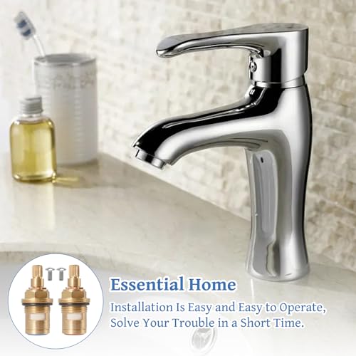 2 Stück Wasserhahn Ventiloberteil 1/2 Zoll, Universal Wasserhahn Kartusche Messing Ventil Oberteil Wasserventil Keramik Oberteil Ersatzteile für Bad Küche (1 Paar Heiß & Kalt)